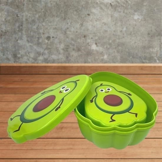 2'li İç İçe Geçebilen Avokado Model Saklama Ve Beslenme Kabı Seti (550 Ml + 250 Ml) ( Lisinya )