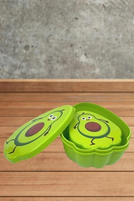 2'li İç İçe Geçebilen Avokado Model Saklama Ve Beslenme Kabı Seti (550 Ml + 250 Ml) ( Lisinya )
