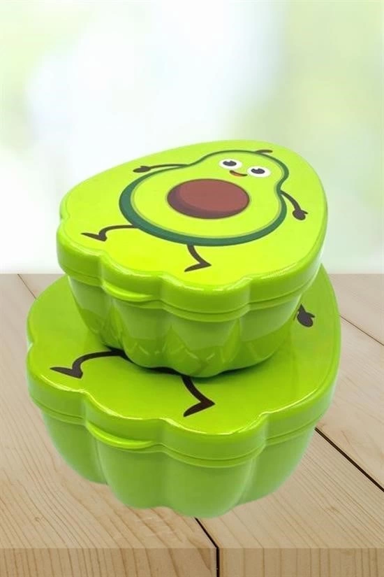 2'li İç İçe Geçebilen Avokado Model Saklama Ve Beslenme Kabı Seti (550 Ml + 250 Ml) ( Lisinya )