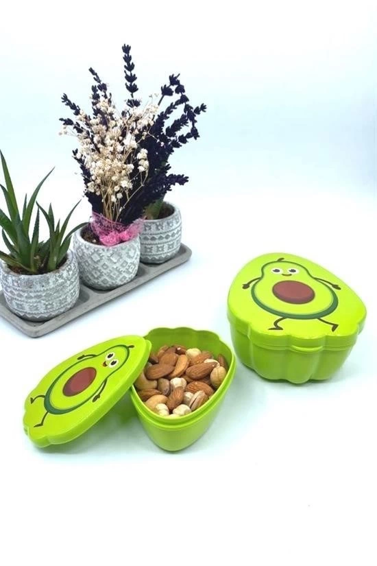 2'li İç İçe Geçebilen Avokado Model Saklama Ve Beslenme Kabı Seti (550 Ml + 250 Ml) ( Lisinya )