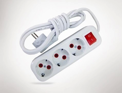 2 Metre Kablolu Anahtarlı 3 Lü Topraklı Grup Priz ( Lisinya )