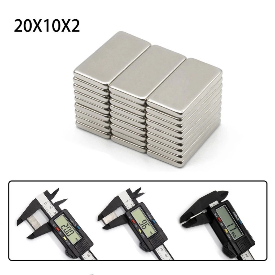 10 Adet 20x10x2 Mm Neodyum Mıknatıs Köşeli Magnet N35 Nikel Kaplama Güçlü Kaliteli Dayanıklı ( Lisinya )