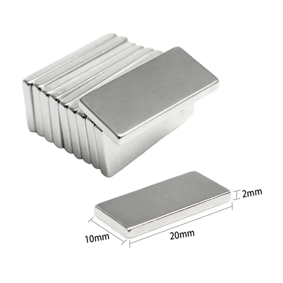 10 Adet 20x10x2 Mm Neodyum Mıknatıs Köşeli Magnet N35 Nikel Kaplama Güçlü Kaliteli Dayanıklı ( Lisinya )