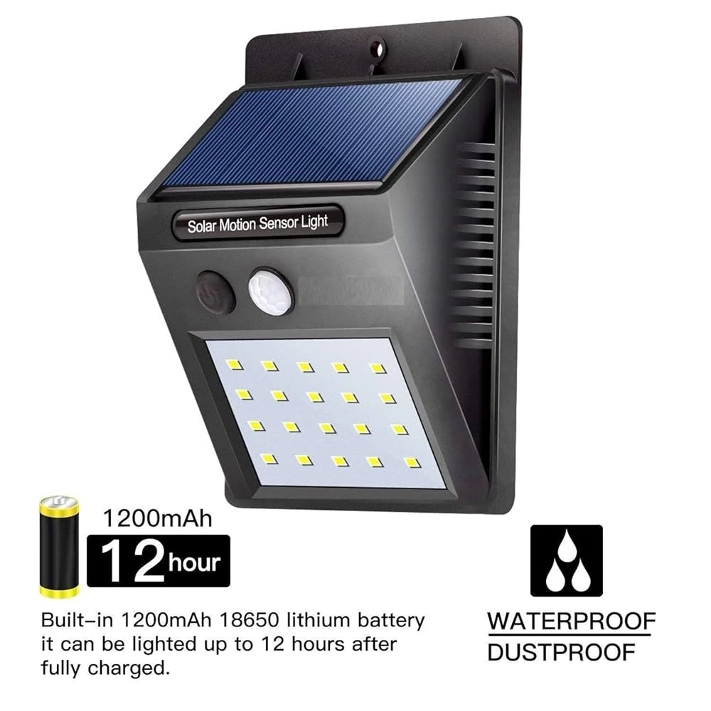 20 Ledli Hareket Sensörlü Dış Mekan Solar Lamba ( Lisinya )