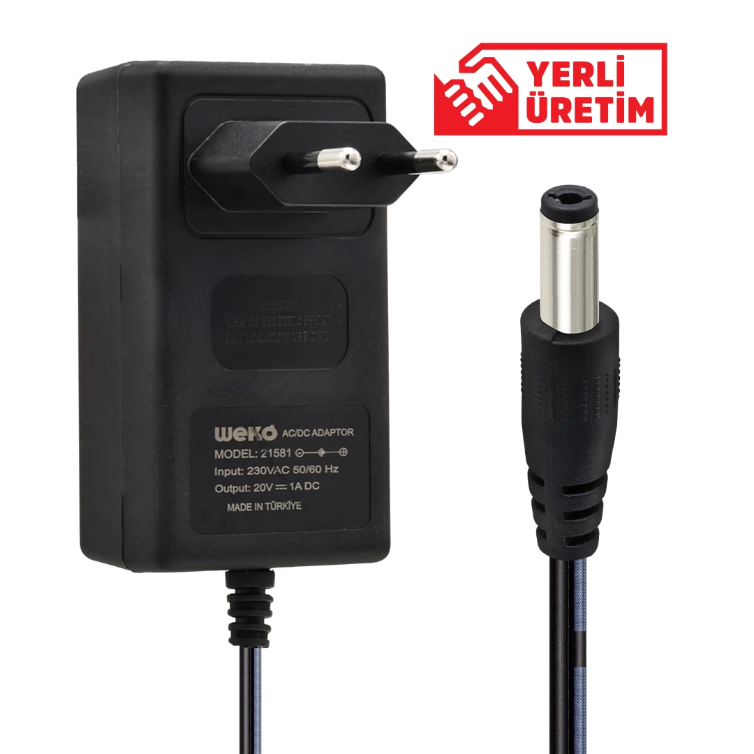 20 Volt - 1 Amper 5.5*2.5 Uçlu Yerli Üretim Priz Tipi Adaptör ( Lisinya ) 20 Volt - 1 Amper 5.5*2.5 Uçlu Yerli Üretim Priz Tipi Adaptör ( Lisinya )