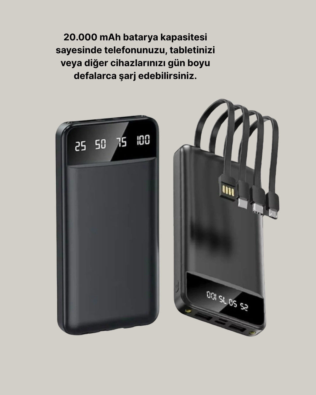 20.000 Mah 4 Çıkışlı Led Göstergeli Hızlı Şarj Powerbank ( Lisinya )