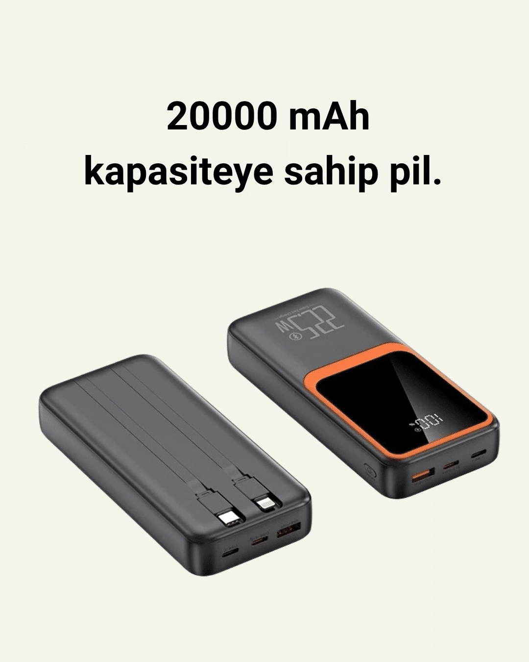 20000 Mah Taşınabilir Powerbank | Çok Kablolu, Hızlı Şarj Destekli (22.5w) ( Lisinya )