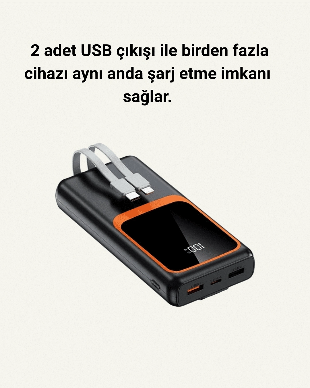 20000 Mah Taşınabilir Powerbank | Çok Kablolu, Hızlı Şarj Destekli (22.5w) ( Lisinya )