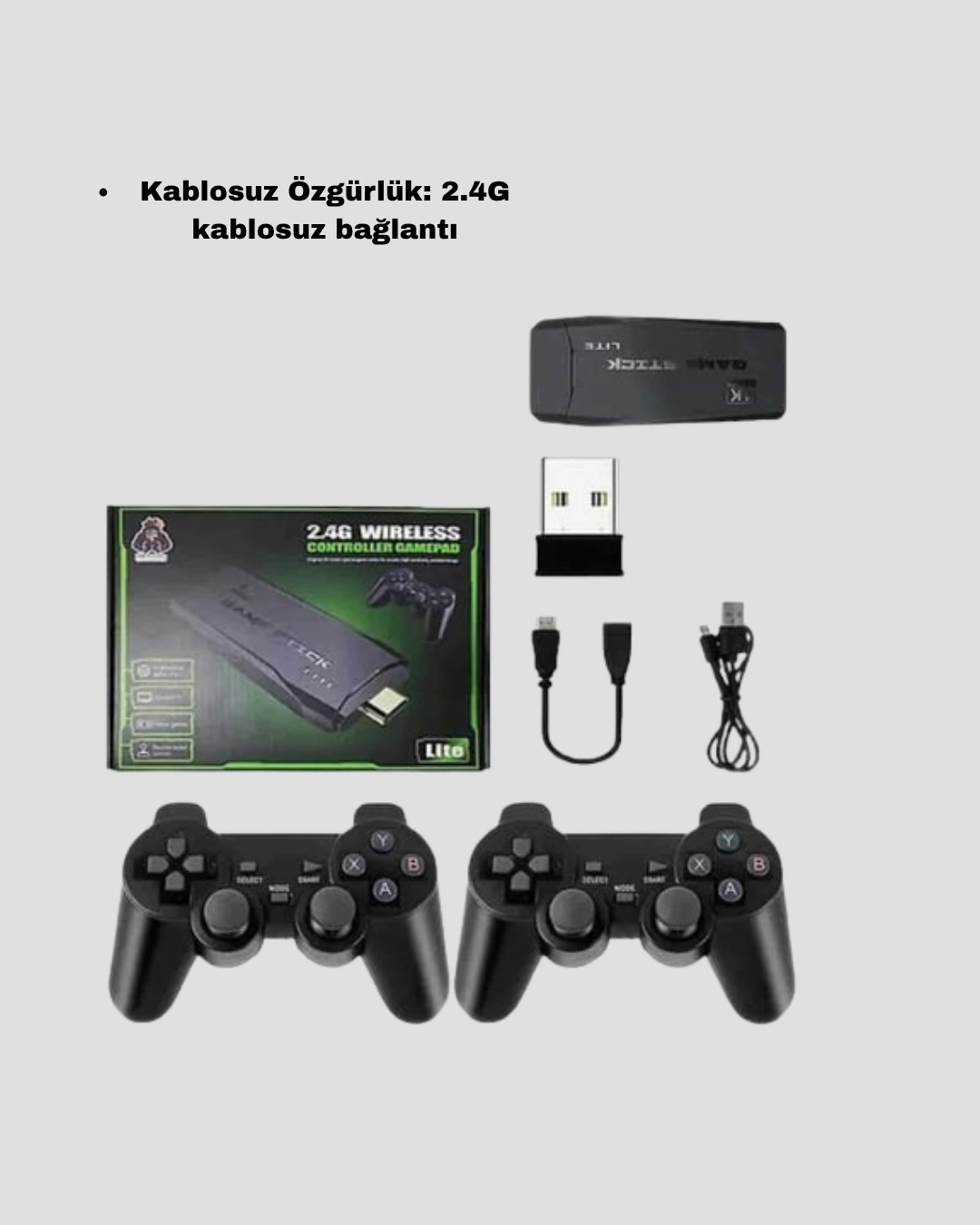 20000 Oyunlu 4k Retro Game Stick – Kablosuz Çift Kollu Atari Konsolu ( Lisinya ) 20000 Oyunlu 4k Retro Game Stick – Kablosuz Çift Kollu Atari Konsolu ( Lisinya )