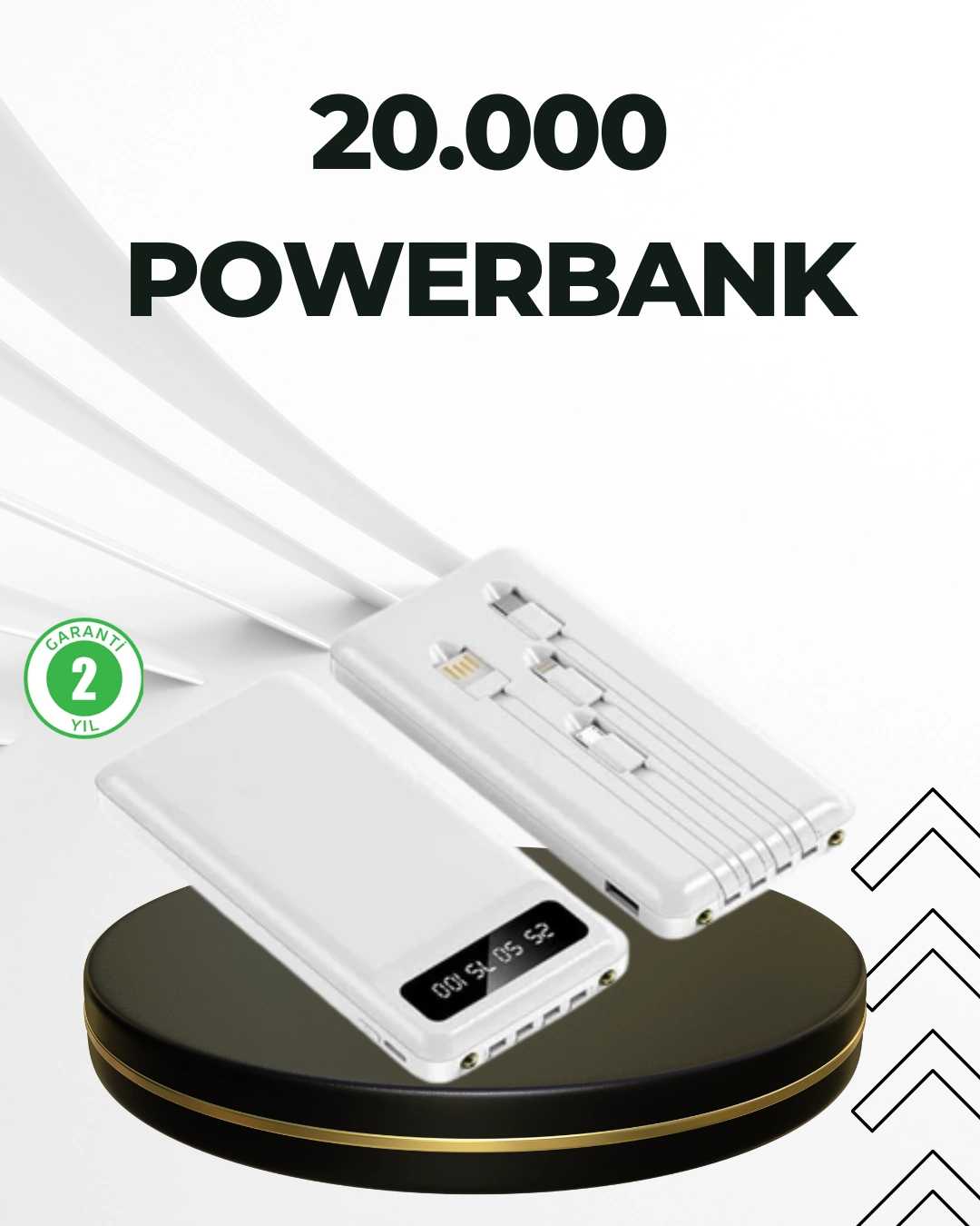 20.000mah Taşınabilir Powerbank Pd Teknolojili Çift Usb Çıkışlı ( Lisinya )