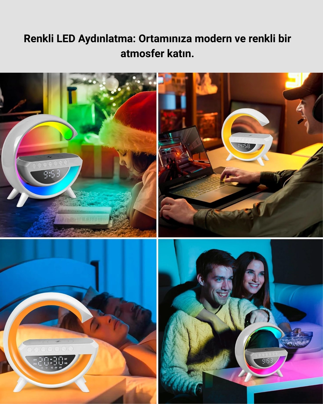 2025 Model 15w Kablosuz Şarjlı Renkli Atmosfer Lambası ( Lisinya )