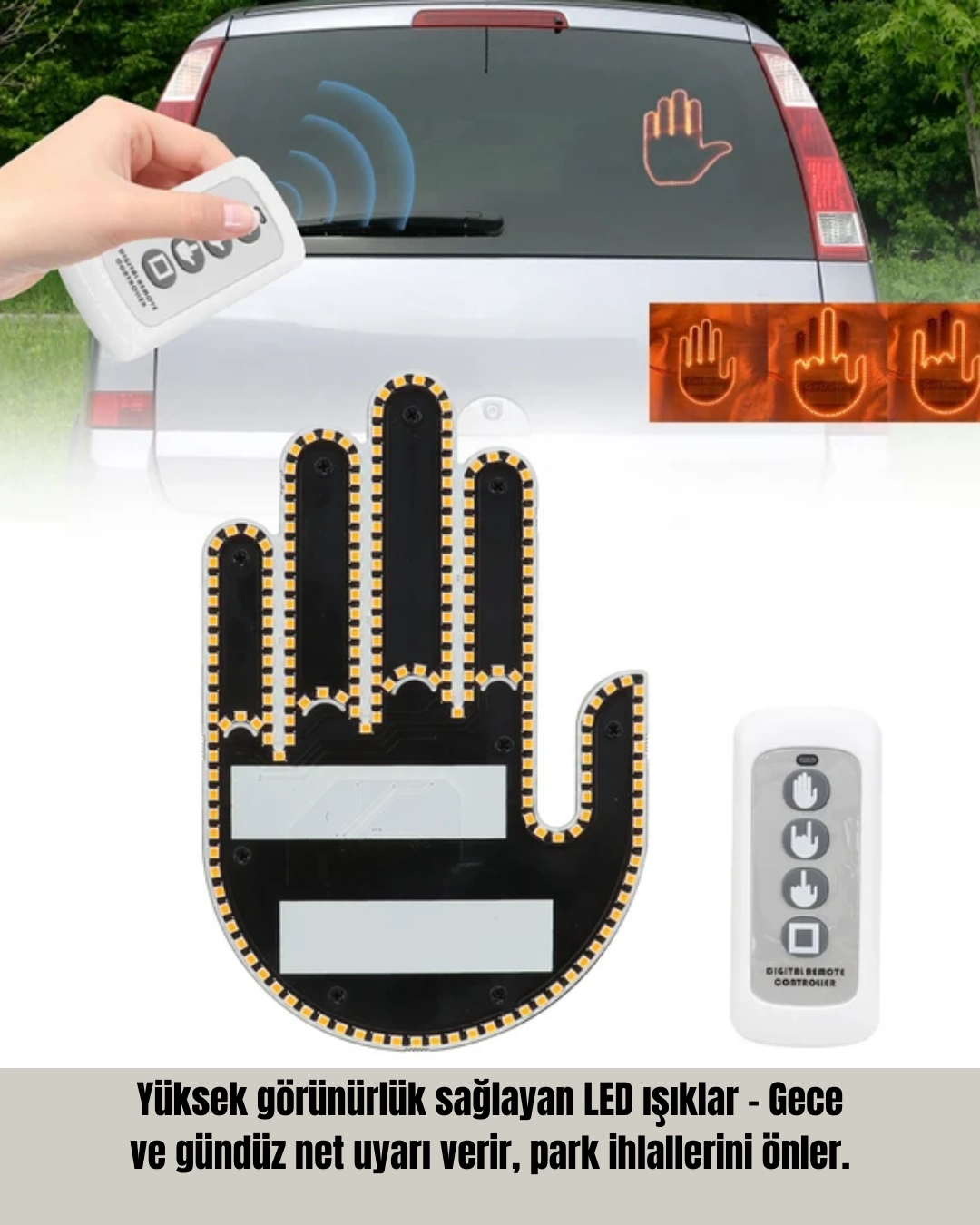 2025 Yeni Seri Led El Şekilli Park Uyarı Ve Güvenlik Cihazı Orijinal ( Lisinya )