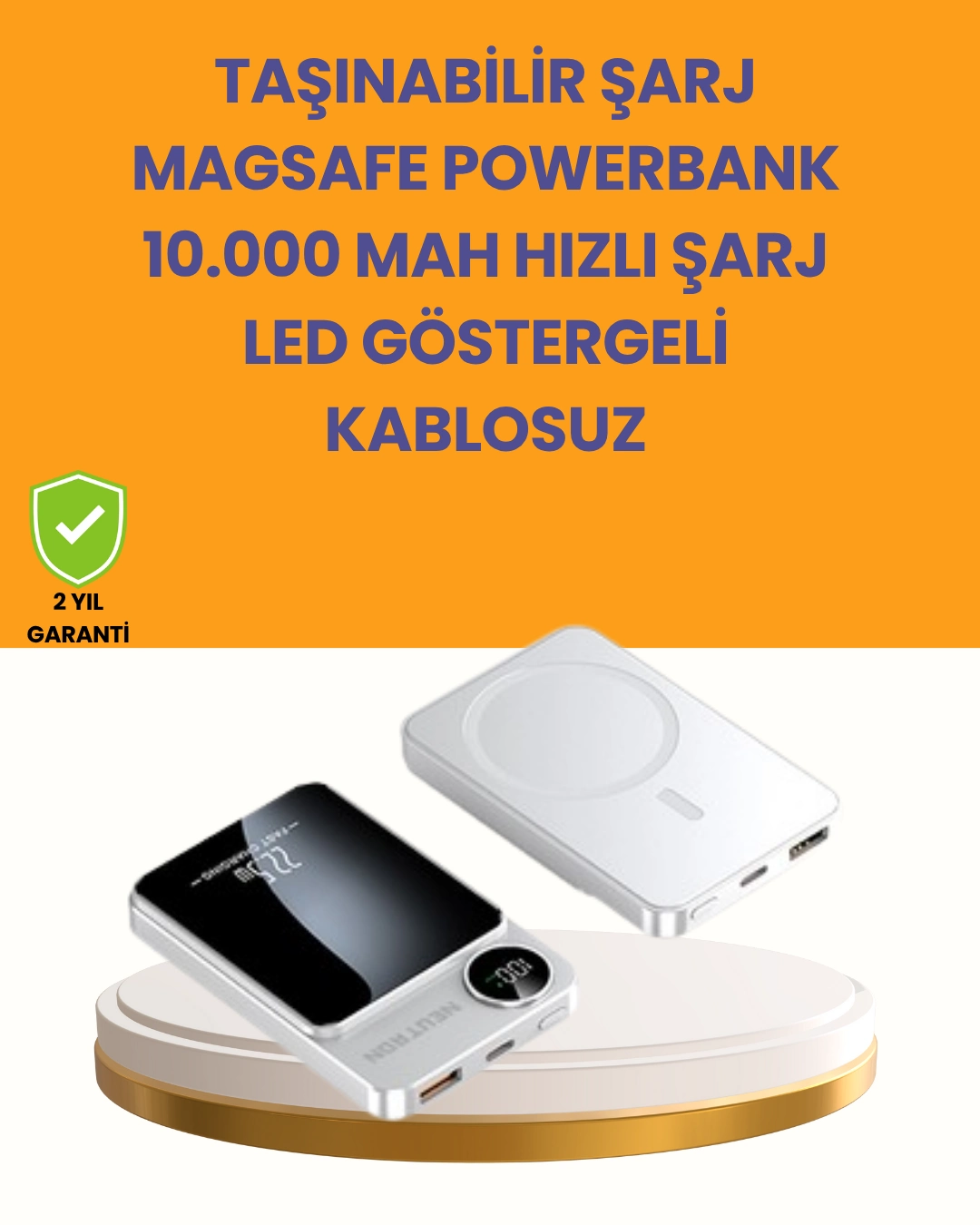 20w Pd Ve 15w Manyetik Kablosuz Şarj Destekli Taşınabilir Powerbank ( Lisinya )