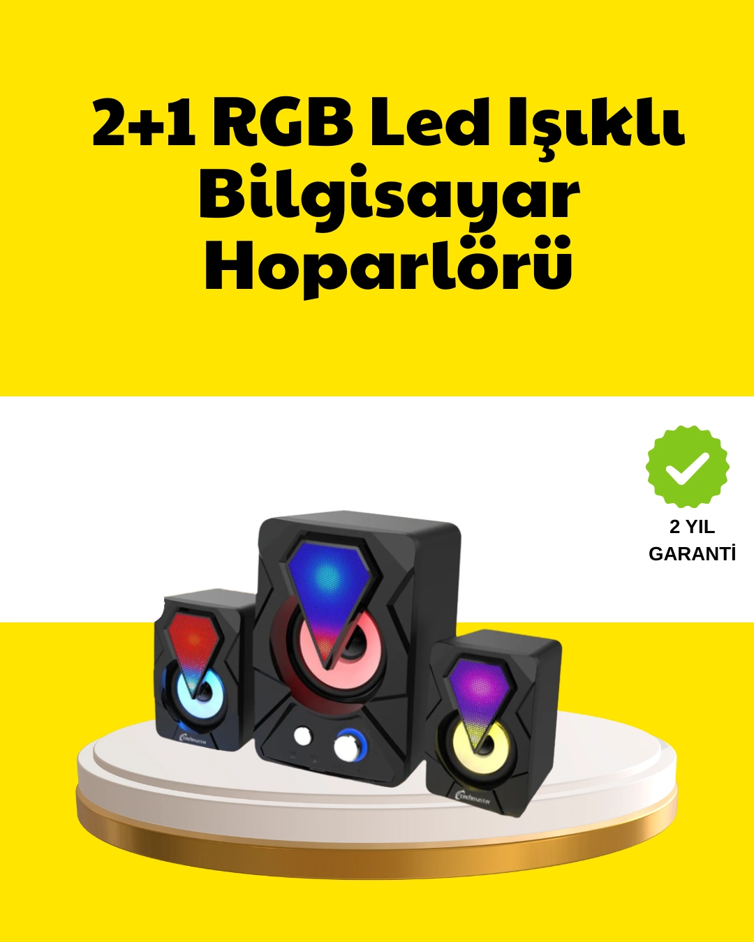2.1 Usb Bağlantılı Oyun Hoparlörü Renkli Led Işıklı ( Lisinya )