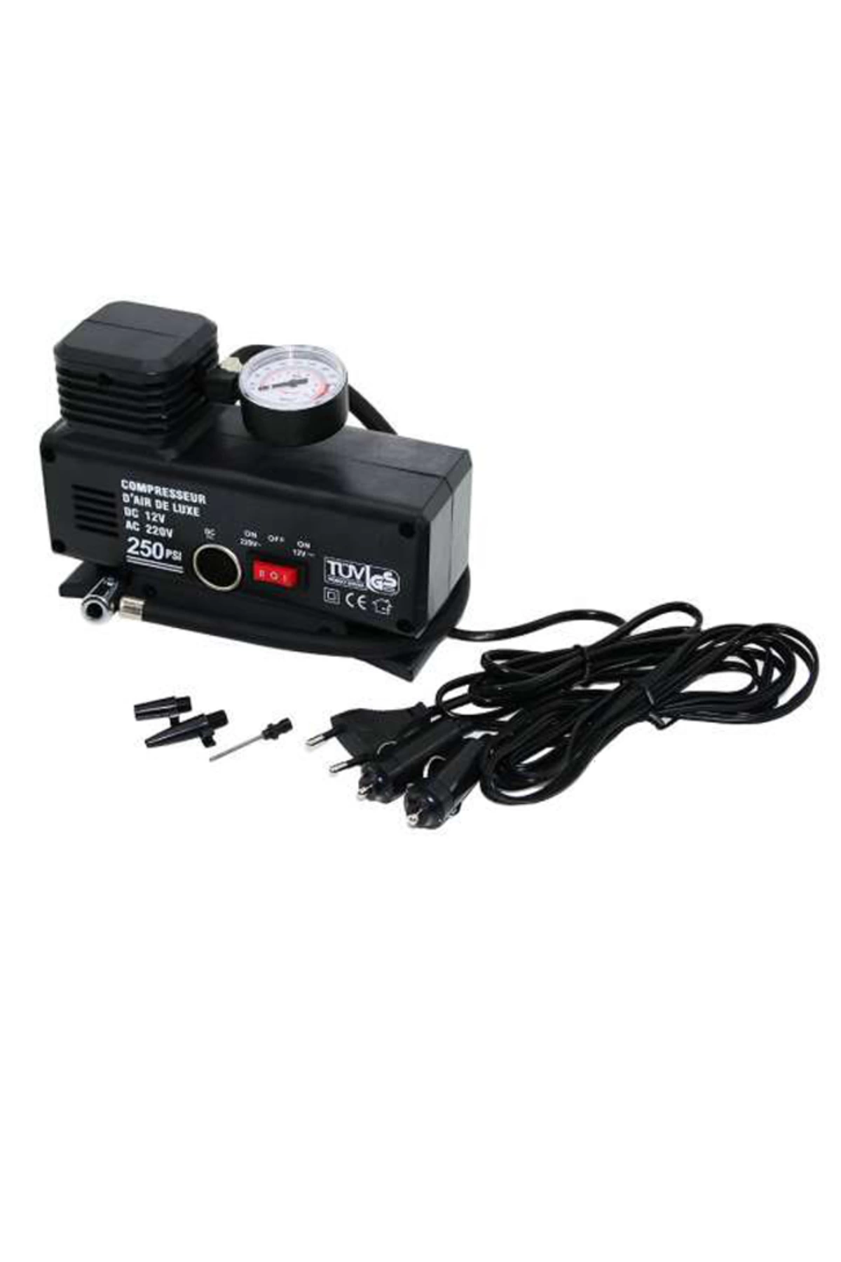 220 Volt-12 Volt 250 Psi Psi Kompresör Lastik Hava Şişirme Oto Pompası Fişli Çakmaklıklı ( Lisinya )