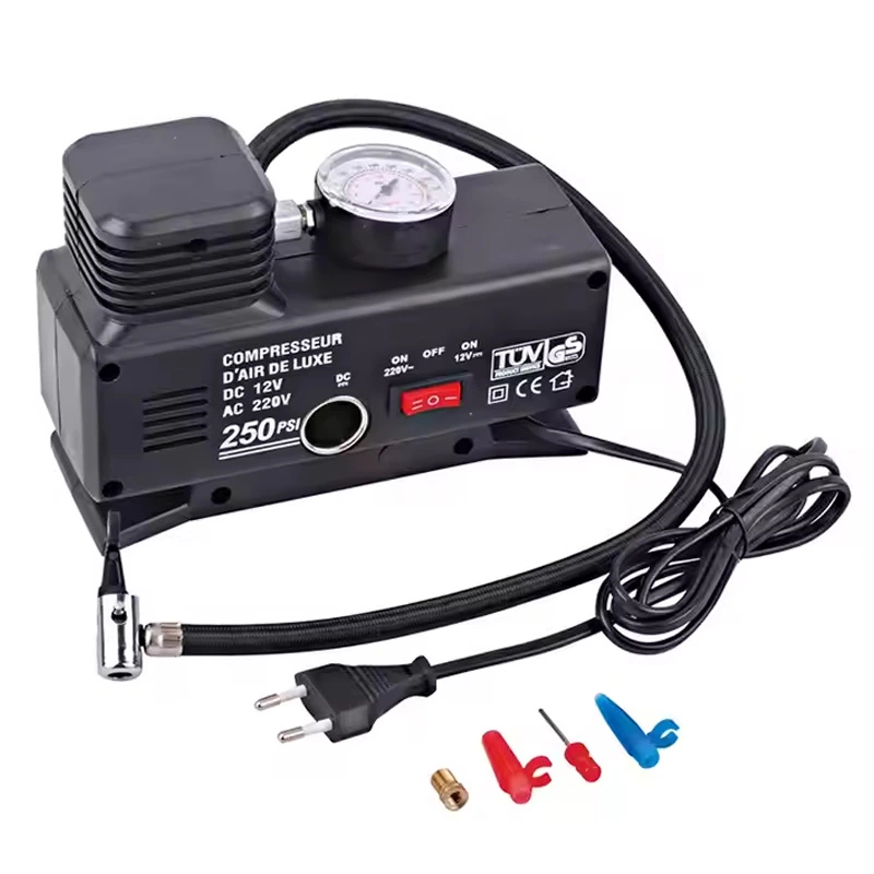 220 Volt-12 Volt 250 Psi Psi Kompresör Lastik Hava Şişirme Oto Pompası Fişli Çakmaklıklı ( Lisinya )