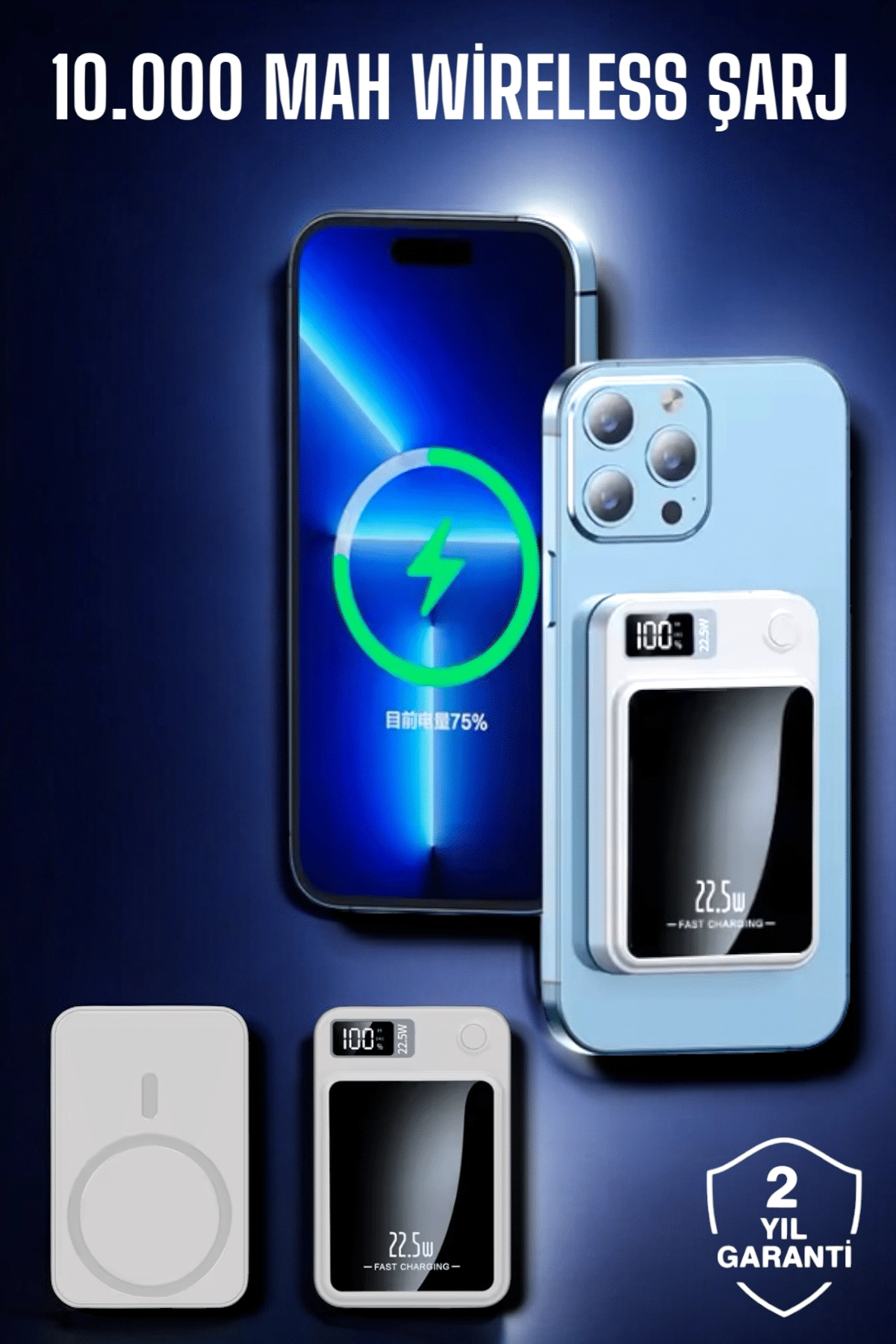 22.5w Magsafe Kablosuz Şarjlı Powerbank Dijital Ekran Ve Hızlı Şarj ( Lisinya )