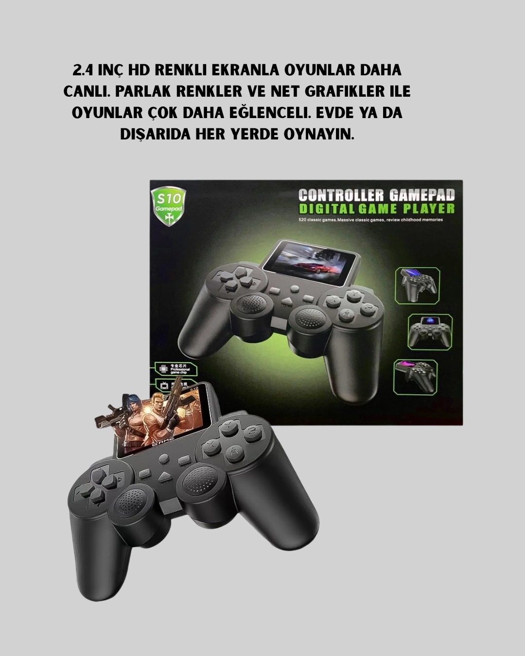 2.4 İnç Ekranlı 500 Oyunlu Taşınabilir Retro Oyun Konsolu, Şarjlı El Tipi Mini ( Lisinya )