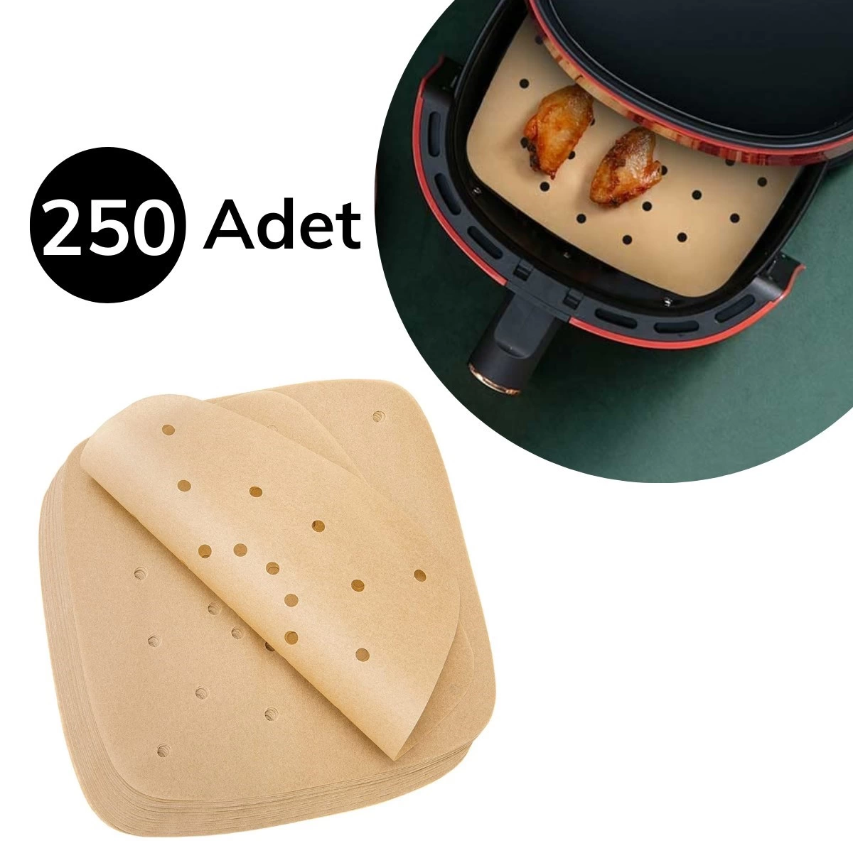 250 Adet Air Fryer Pişirme Kağıdı Tek Kullanımlık Hava Fritöz Yağ Geçirmez Yapışmaz Gıda Pişirme Kağıdı Delikli Kare Model ( Lisinya ) 250 Adet Air Fryer Pişirme Kağıdı Tek Kullanımlık Hava Fritöz Yağ Geçirmez Yapışmaz Gıda Pişirme Kağıdı Delikli Kare Model ( Lisinya )