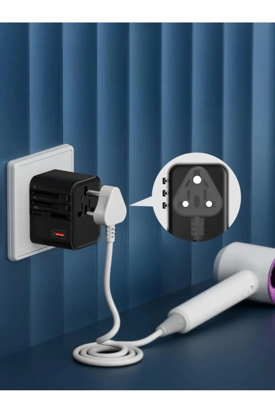 25w Evrensel Seyahat Adaptörü, Eu/us/uk/au Priz Dönüştürücü, 1x Usb, 2x Type-c Hızlı Şarj ( Lisinya )