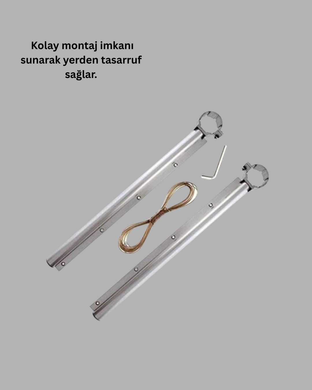 25x60 Balkon Askılığı Kare Demir Uyumlu Hava Dayanıklı Çamaşır Askısı ( Lisinya )