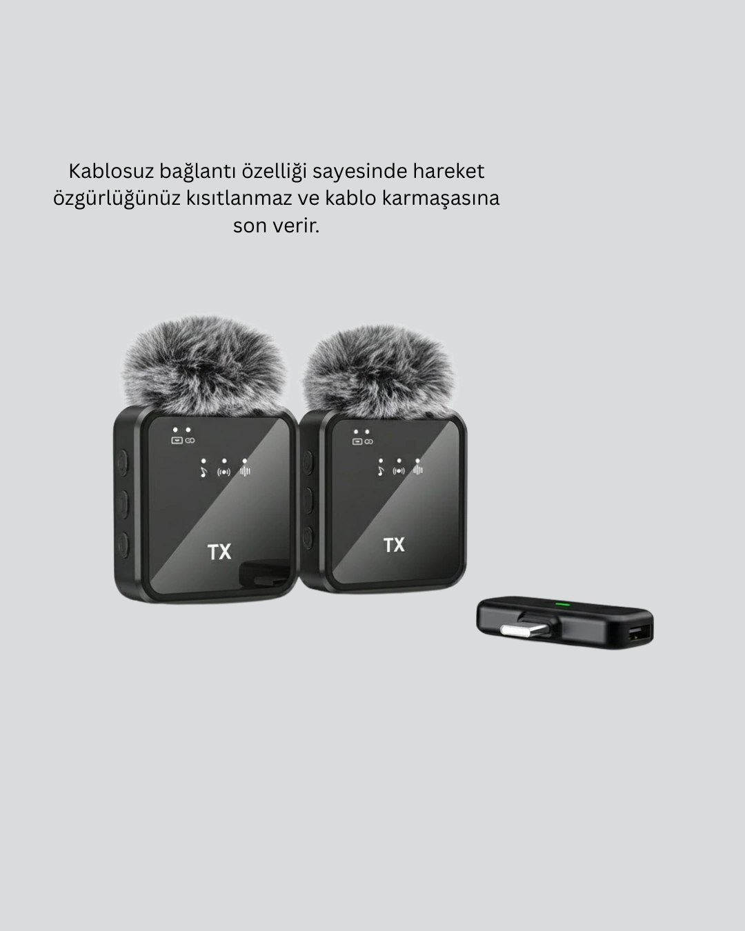 2in1 Kablosuz Yaka Mikrofonu İos Ve Android Uyumlu ( Lisinya )