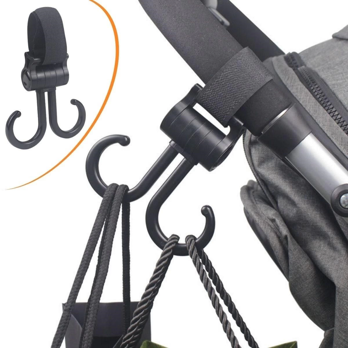 2li Bebek Arabasına Uyumlu Cırtlı Eşya Taşıma Aparatı 360 Derece Dönebilen Plastik Kanca ( Lisinya ) 2li Bebek Arabasına Uyumlu Cırtlı Eşya Taşıma Aparatı 360 Derece Dönebilen Plastik Kanca ( Lisinya )