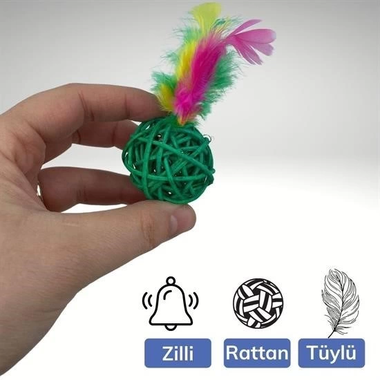 2li Rattan Renkli Peluş Tüy Kedi Köpek Oyuncak Yakalama Çiğneme Çıngıraklı Top Oyuncağı ( Lisinya ) 2li Rattan Renkli Peluş Tüy Kedi Köpek Oyuncak Yakalama Çiğneme Çıngıraklı Top Oyuncağı ( Lisinya )