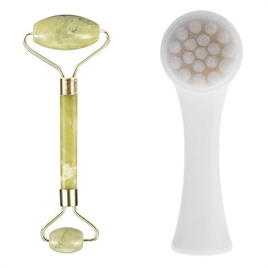 2li Set Çift Taraflı Cilt Temizleme Fırçası Ve Yeşim Taşı Çift Taraflı Cilt Masaj Aleti ( Lisinya ) 2li Set Çift Taraflı Cilt Temizleme Fırçası Ve Yeşim Taşı Çift Taraflı Cilt Masaj Aleti ( Lisinya )