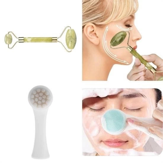 2li Set Çift Taraflı Cilt Temizleme Fırçası Ve Yeşim Taşı Çift Taraflı Cilt Masaj Aleti ( Lisinya ) 2li Set Çift Taraflı Cilt Temizleme Fırçası Ve Yeşim Taşı Çift Taraflı Cilt Masaj Aleti ( Lisinya )