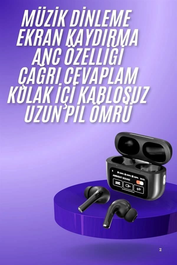 2.nesil Pro Ekranlı Sesli Görüşme Yapabilen Kablosuz Bluetooth Kulaklık ( Lisinya )