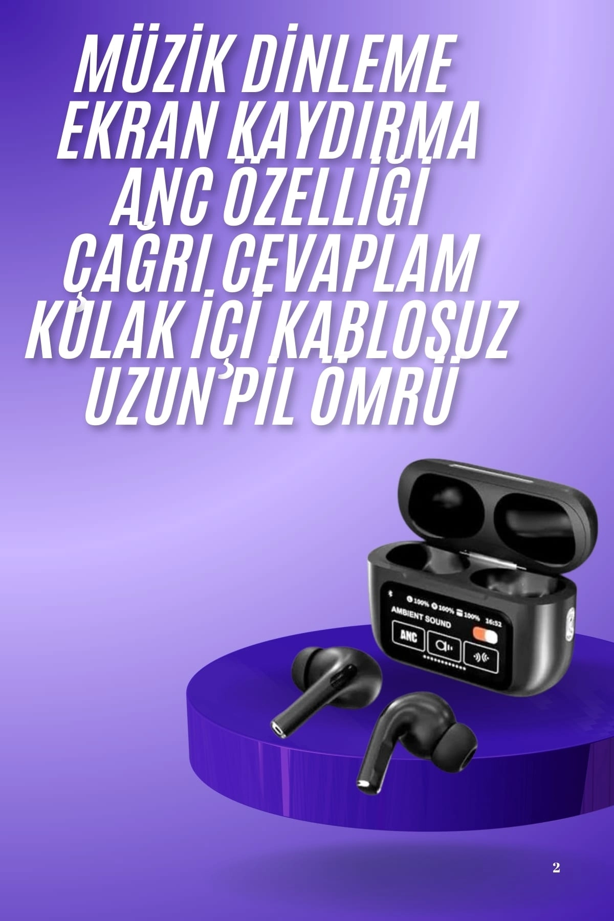 2.nesil Pro Ekranlı Sesli Görüşme Yapabilen Kablosuz Bluetooth Kulaklık ( Lisinya )