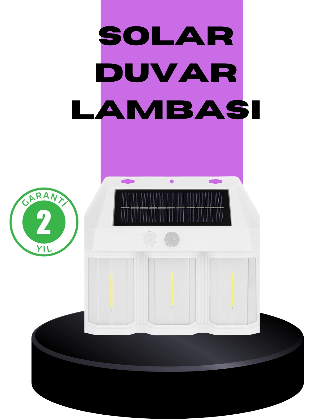 3 İn 1 Solar Duvar Lambası – Ip65 Su Geçirmez, Hareket Sensörlü ( Lisinya )