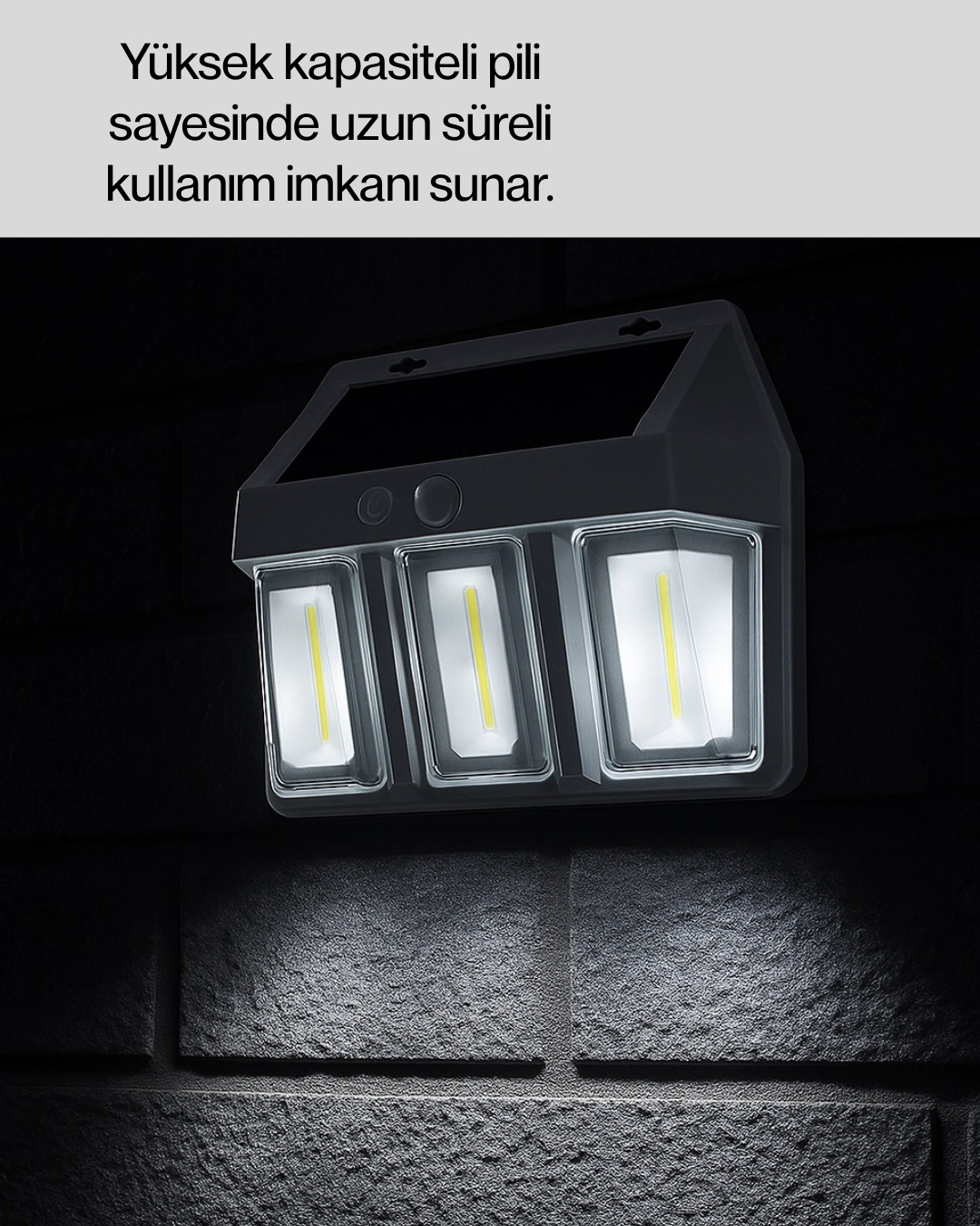 3 İn 1 Solar Duvar Lambası – Ip65 Su Geçirmez, Hareket Sensörlü ( Lisinya )