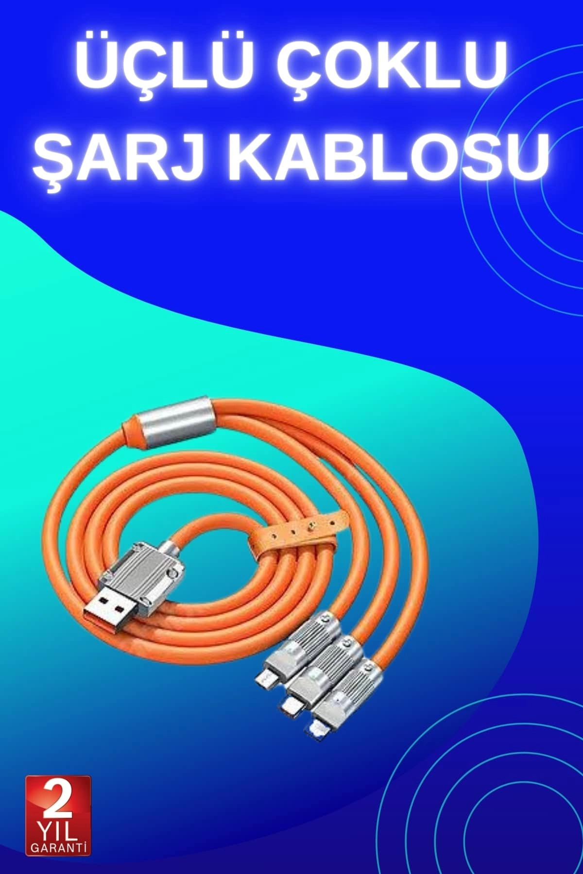 3 İn 1 Süper Hızlı Şarj Kablosu Android Ve İos Uyumlu Silikon Şarj Kablosu ( Lisinya )