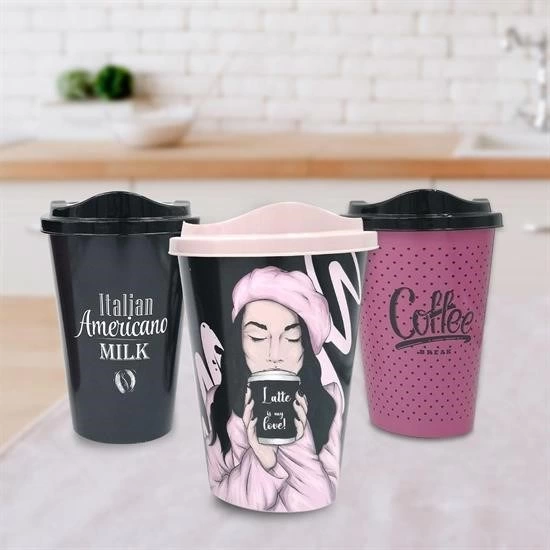 3 Adet Kahve Bardağı Seti Dekoratif Plastik Kahve Muhafaza Bardağı ( Lisinya ) 3 Adet Kahve Bardağı Seti Dekoratif Plastik Kahve Muhafaza Bardağı ( Lisinya )