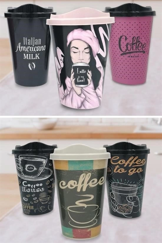 3 Adet Kahve Bardağı Seti Dekoratif Plastik Kahve Muhafaza Bardağı ( Lisinya ) 3 Adet Kahve Bardağı Seti Dekoratif Plastik Kahve Muhafaza Bardağı ( Lisinya )