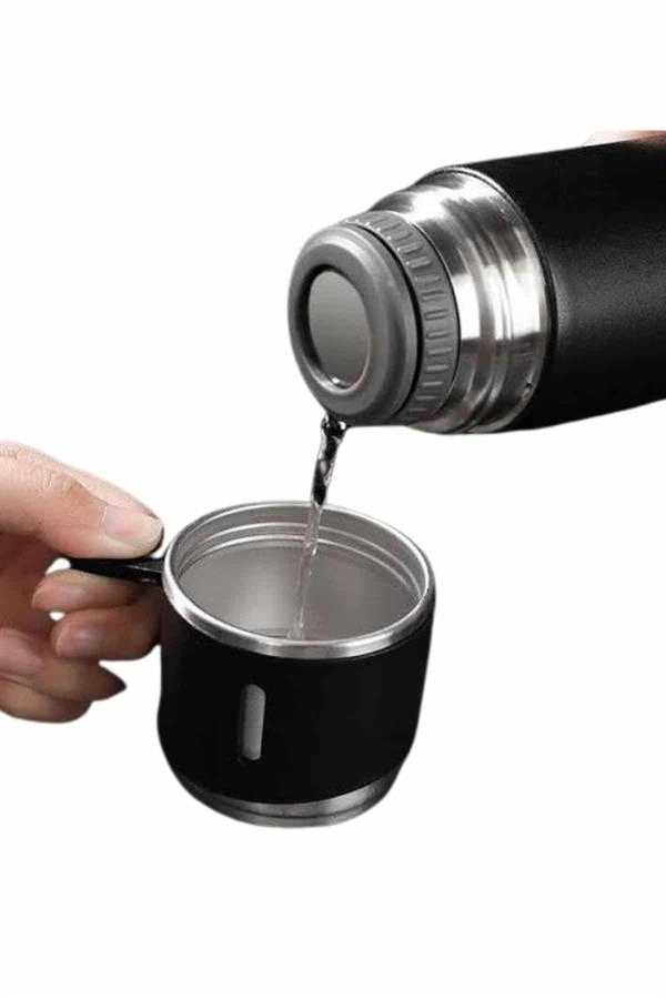 3 Bardaklı Termos Seti Anneler Gününe Özel Hediye Taşınabilir Sızdırmaz Isı Koruyucu ( Lisinya )