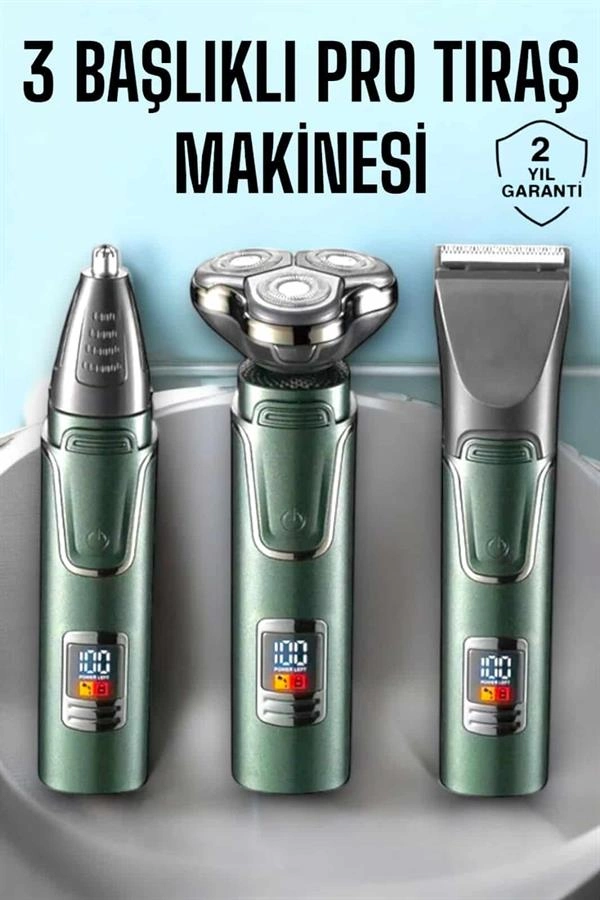 3 Başlıklı Profesyonel Saç Ve Sakal Bakım Seti Vücut, Burun Ve Kulak Tüy Alma ( Lisinya )