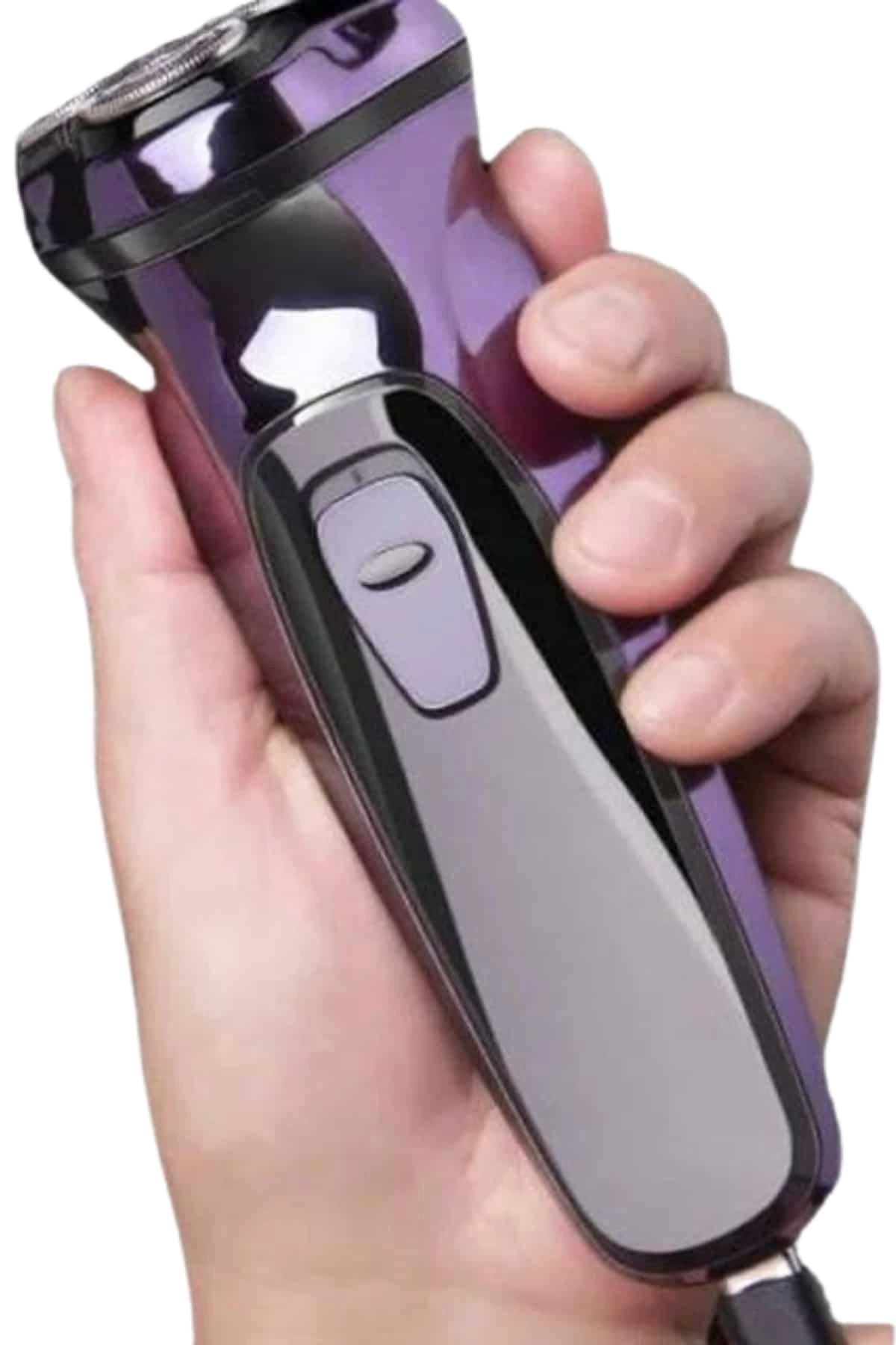 3 Bıçaklı Döner Başlıklı Sakal Sıfır Alma Tıraş Makinesi Profesyonel Paslanmaz Çelik ( Lisinya )