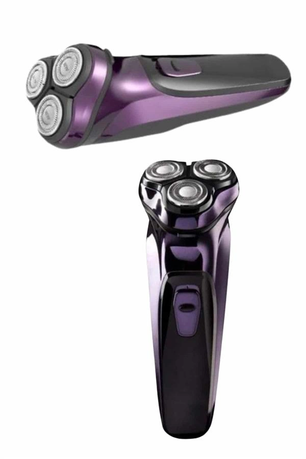 3 Bıçaklı Döner Başlıklı Sakal Sıfır Alma Tıraş Makinesi Profesyonel Paslanmaz Çelik ( Lisinya )