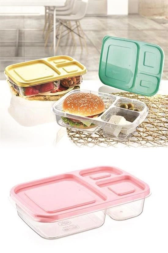 3 Bölmeli Sefer Tası Pratik Kolay Gıda Diyet Saklama Erzak Kabı ( Lisinya ) 3 Bölmeli Sefer Tası Pratik Kolay Gıda Diyet Saklama Erzak Kabı ( Lisinya )