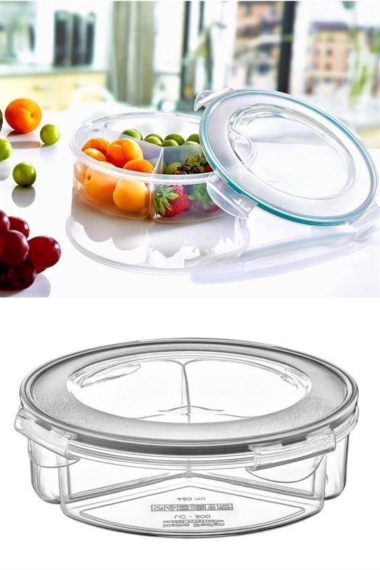 3 Bölmeli Sızdırmaz Contalı Kilitli Kapaklı 1,35 Litre Yuvarlak Erzak Saklama Kabı Lc-500 ( Lisinya ) 3 Bölmeli Sızdırmaz Contalı Kilitli Kapaklı 1,35 Litre Yuvarlak Erzak Saklama Kabı Lc-500 ( Lisinya )