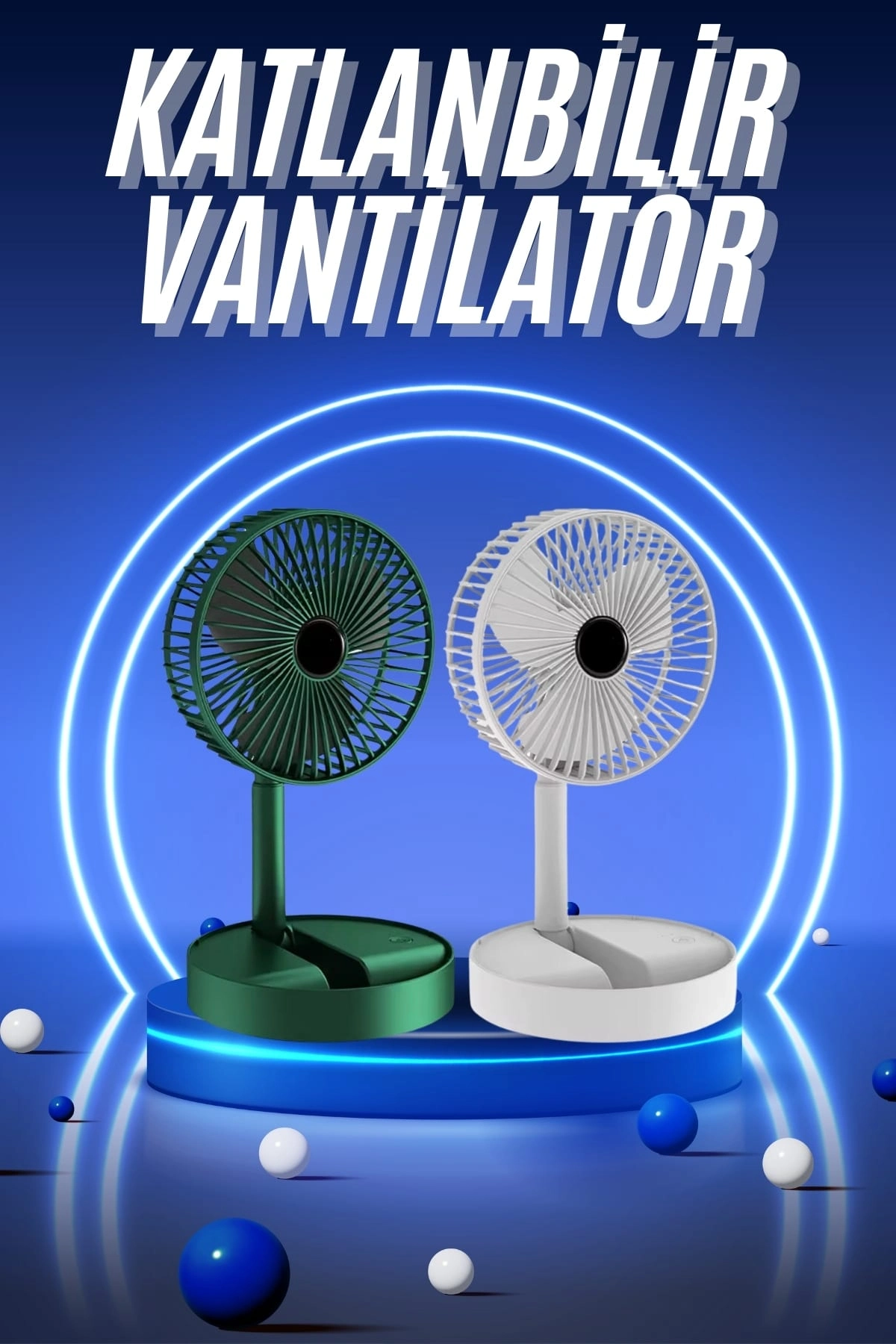 3 Kademe Hız Ayarlı Vantilatör Telefon Standlı Şarjlı Katlanabilir Soğutucu Pervane ( Lisinya )