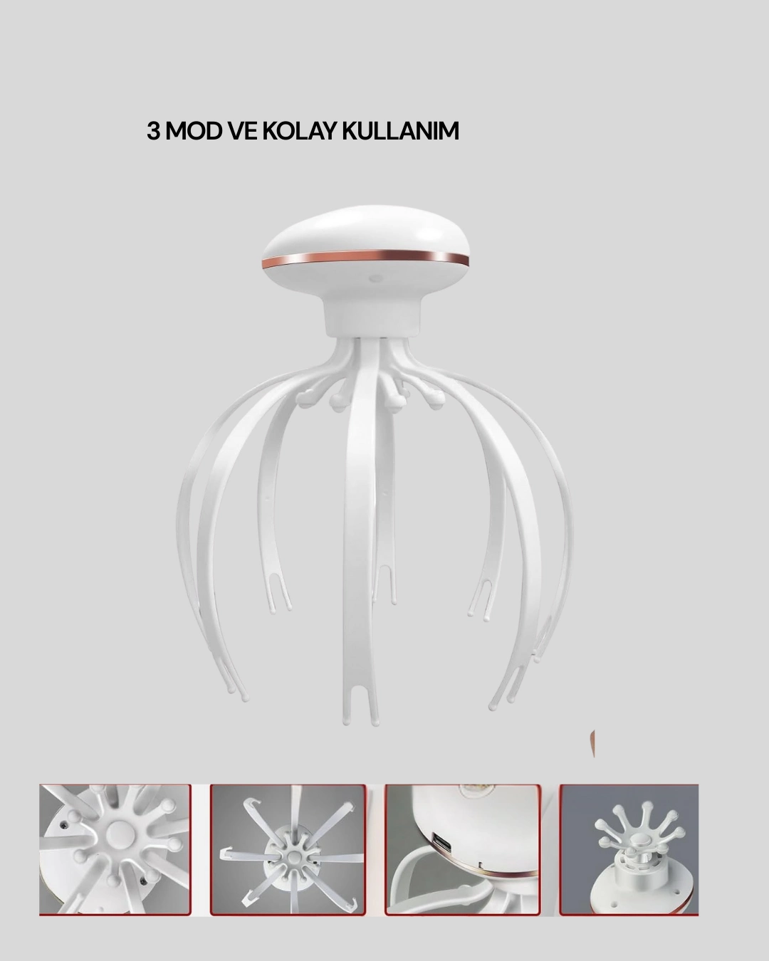 3 Kademeli Elektrikli Kafa Masaj Aleti Stres Giderici Ev Tipi Masaj ( Lisinya )