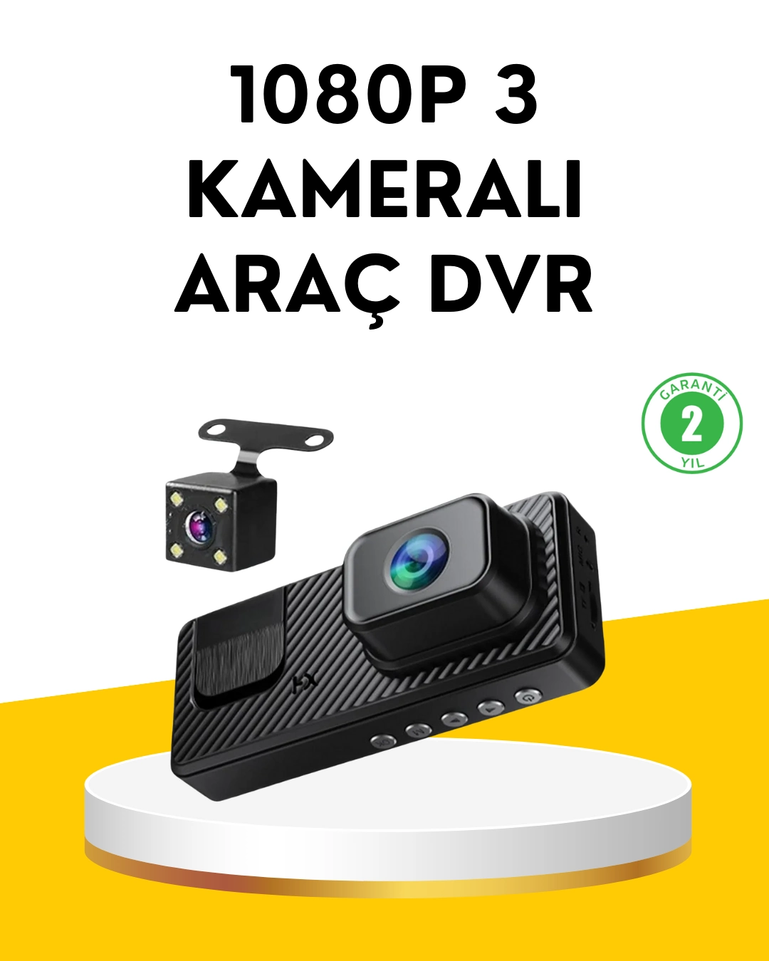 3 Kameralı Araç İçi Dvr Kayıt Cihazı  Ön İç Arka Kamera Full Hd ( Lisinya )