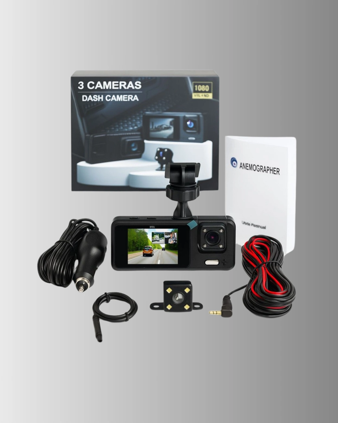 3 Kameralı Araç İçi Dvr Kayıt Cihazı  Ön İç Arka Kamera Full Hd ( Lisinya )