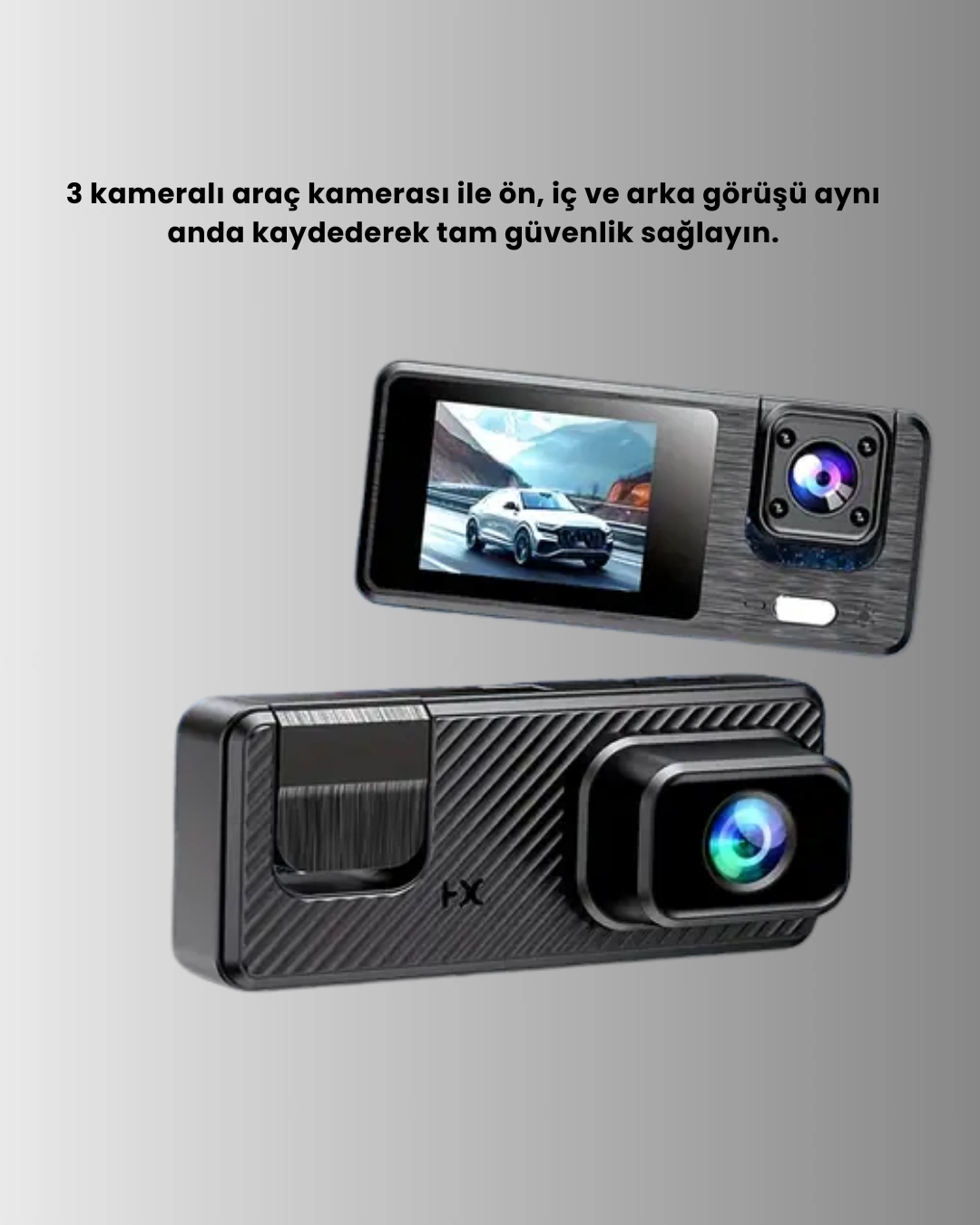 3 Kameralı Araç İçi Dvr Kayıt Cihazı  Ön İç Arka Kamera Full Hd ( Lisinya )