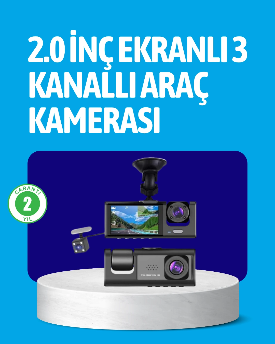 3 Kameralı Araç İçi Kayıt Cihazı  Suya Ve Toza Dayanıklı Tasarım ( Lisinya )