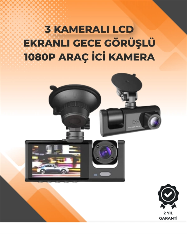 3 Kameralı Dashcam Sistem – Geri Görüş Yardımı, Park Koruması Ve G-sensör ( Lisinya )
